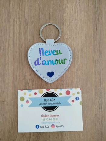 Porte-clé coeur similicuir neveu d'amour