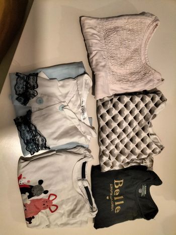 Lot 5 t.shirts manches longues 12 mois.