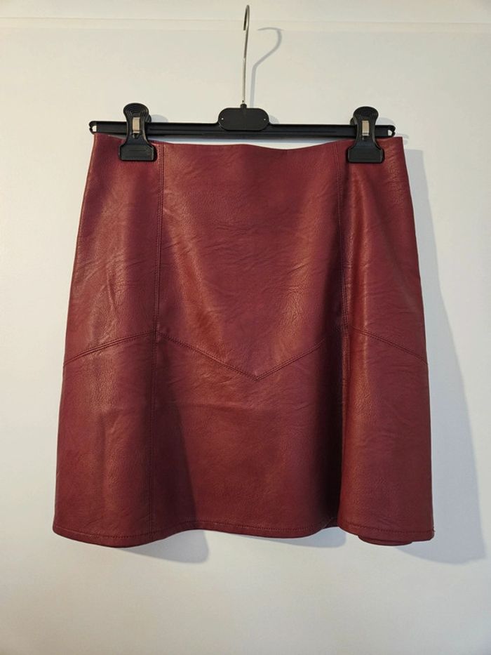 Jupe simili cuir bordeaux Etam