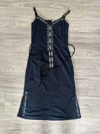 Robe broderies bleue marine et blanche Etam Vintage t40 l