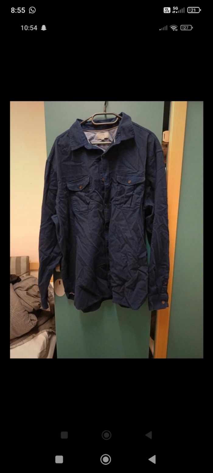 Chemise bleu marine 100% coton