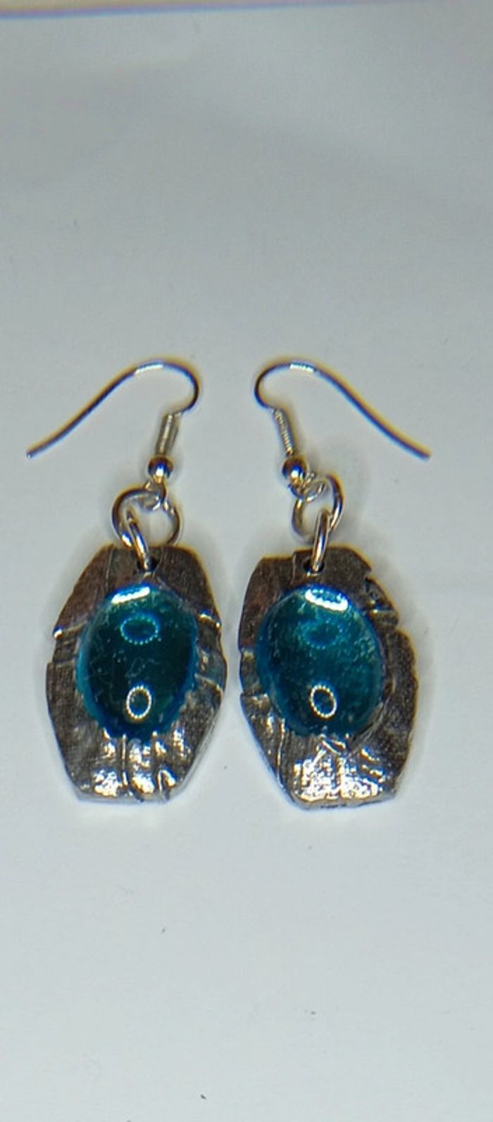 Parure bracelet boucles d'oreilles bleues alu - photo numéro 1