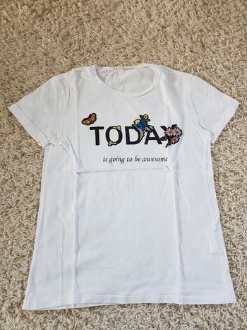 Tee shirt manches courtes imprimé brodé