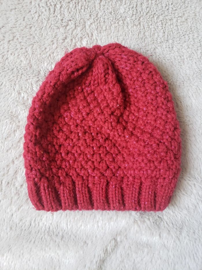 Bonnet rouge brillant 6-8 ans - photo numéro 2