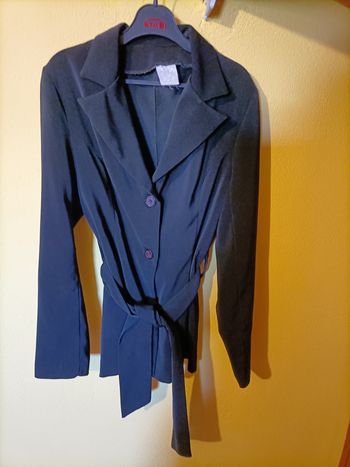 Veste noire fluide ceinturée - Style Blazer