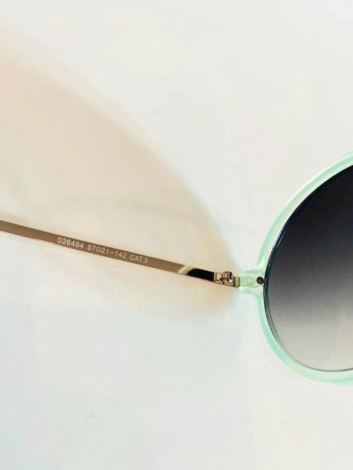 Lunette de soleil femme ronde verte menthe et dorée verres dégradés UV protection catégorie 3 - photo numéro 4