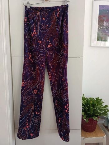 Pantalon vintage handmade violet imprimé taille 36