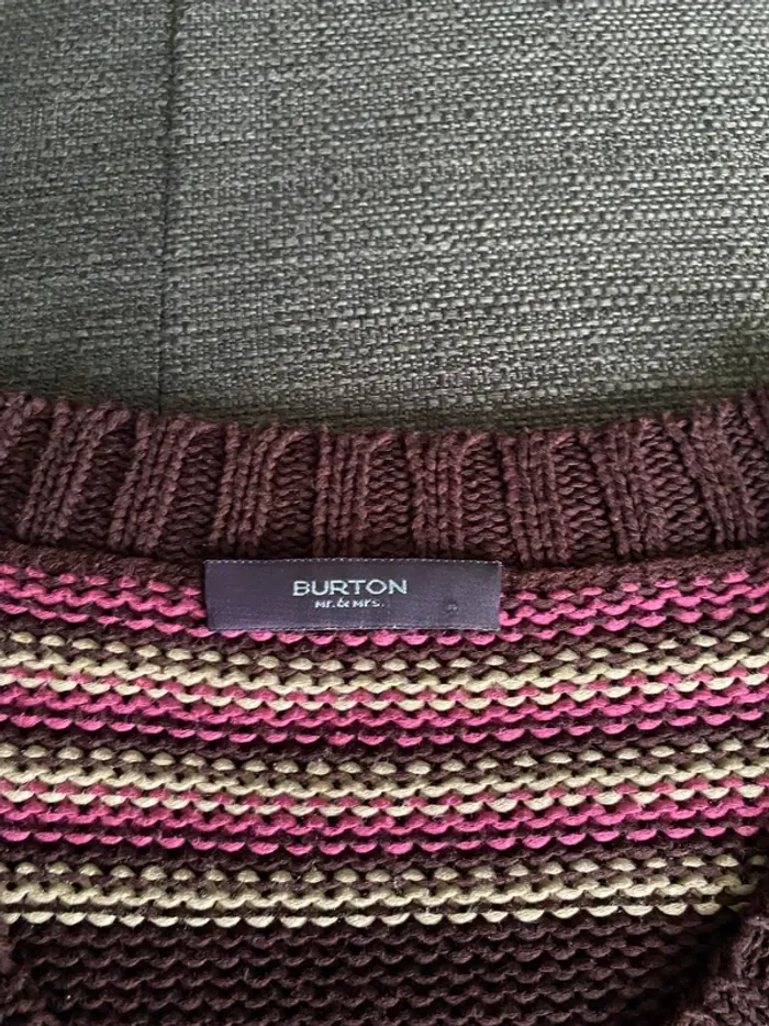 Pull Femme Burton Neuf – Rayé Prune / Rose / Beige – Taille 5 (FR 44/46) - photo numéro 3