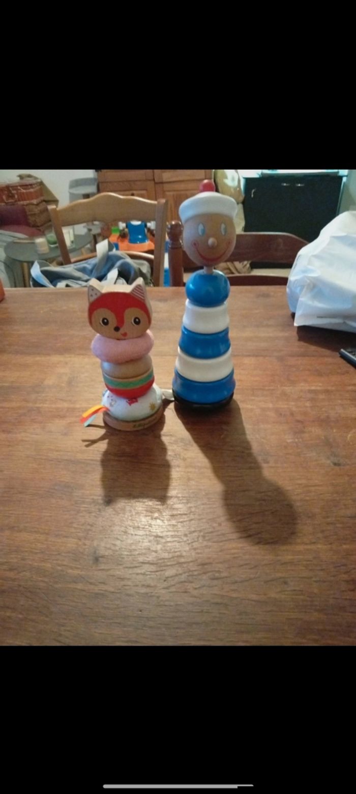 Lot de 2 tours en bois a empiler