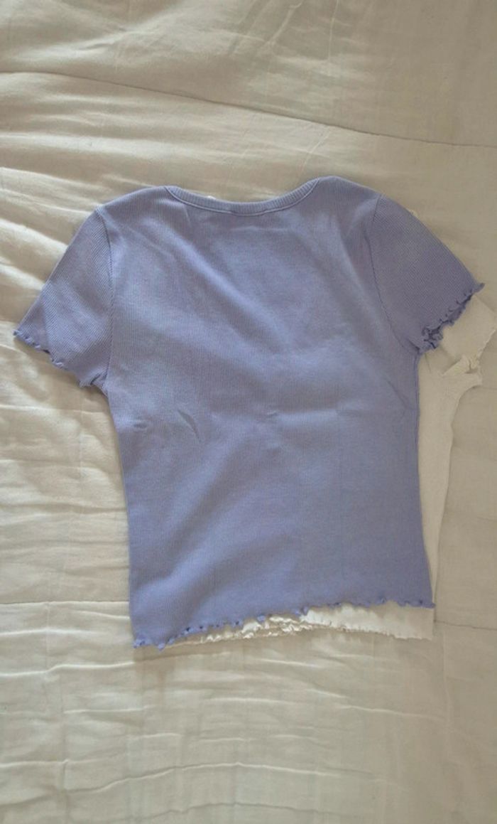 Lot de 2 Tee-shirt manches courtes / top d'été creeks (1 violet/lila et 1 blanc) - photo numéro 3
