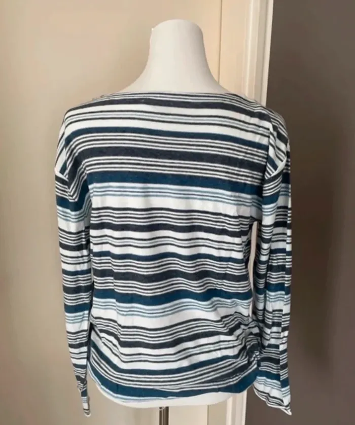 Lacoste, pull à rayures bleue femme, taille 38 - photo numéro 4