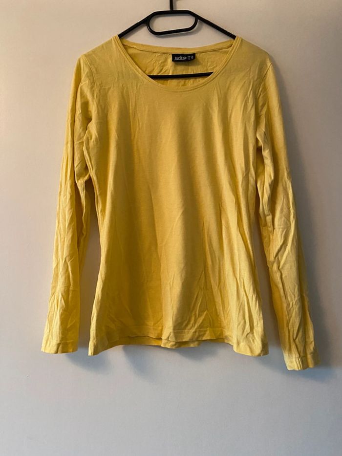 Pull fin / t-shirt manches longues jaune banane Janina Taille FR 38