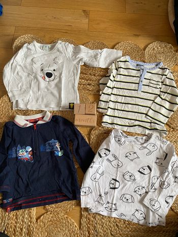 Lot de 4 tee shirt manches longues 12 mois Disney Winnie bouchara