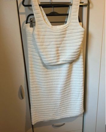 Haut M et jupe L maille blanc H&M