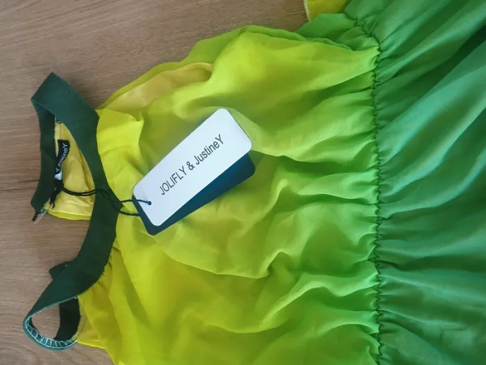 Robe longue dégradée vert citron & vert foncé – Jolifly & JustineY – Made in Italy - photo numéro 4