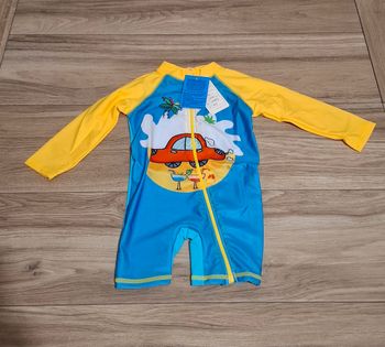 Maillot de bain garçon piscine manches longues voiture bleu jaune
