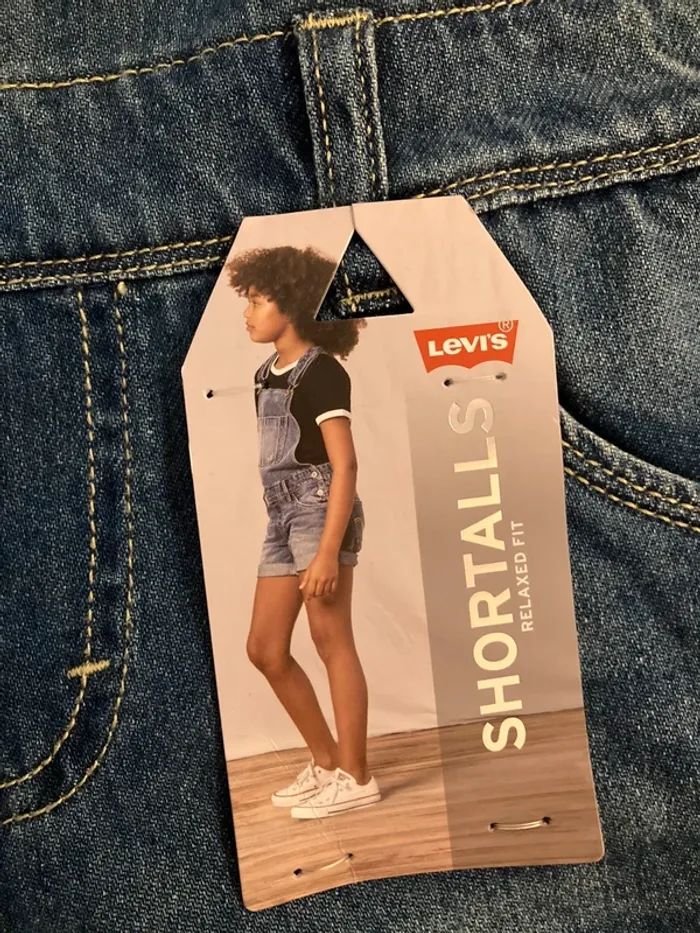 Levi’s shortalls relaxed it salopette jean bleu short 16 ans - photo numéro 3