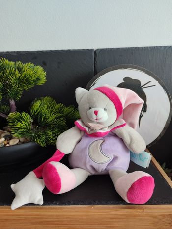 Doudou Baby nat Baby nat Chat Gris Rose Violet luminescent étoile Bonnet BN0139