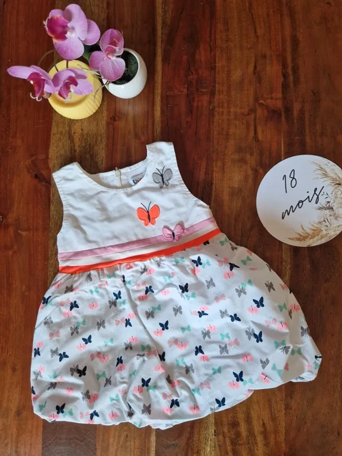 Robe bouffante sans manches papillons 18 mois