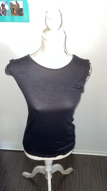 Top noir élégant avec épaulettes - Neuf avec étiquette Premium (S/M)