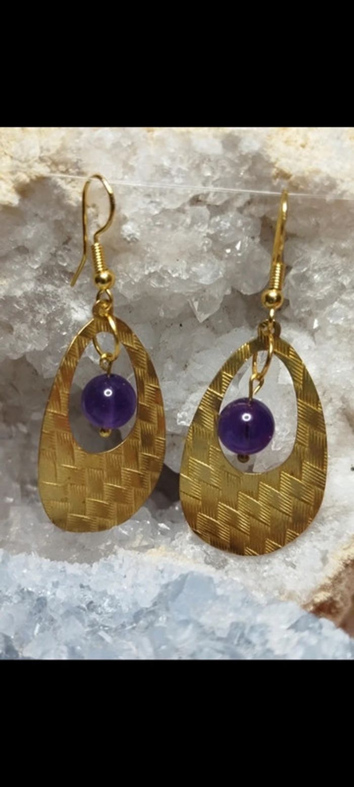 Boucles d'oreilles en Améthyste AA