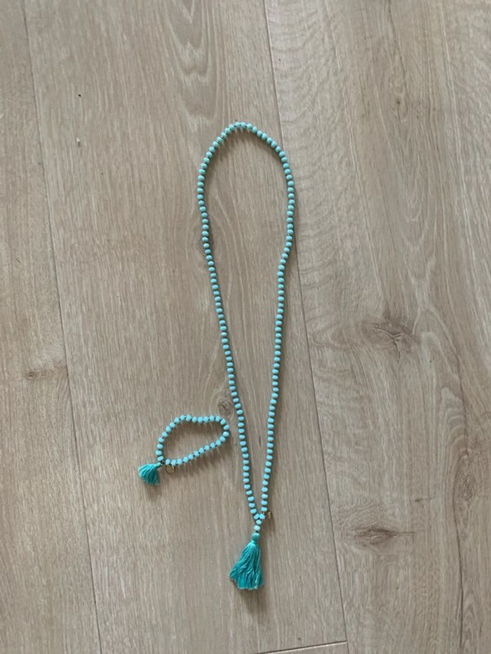 Ensemble sautoir bracelet turquoise - photo numéro 4