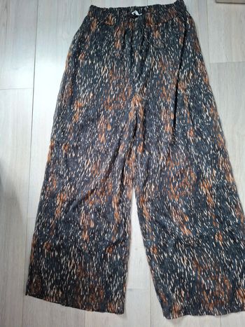 Pantalon Gémo taille 38 fluide bleu gris marron beige