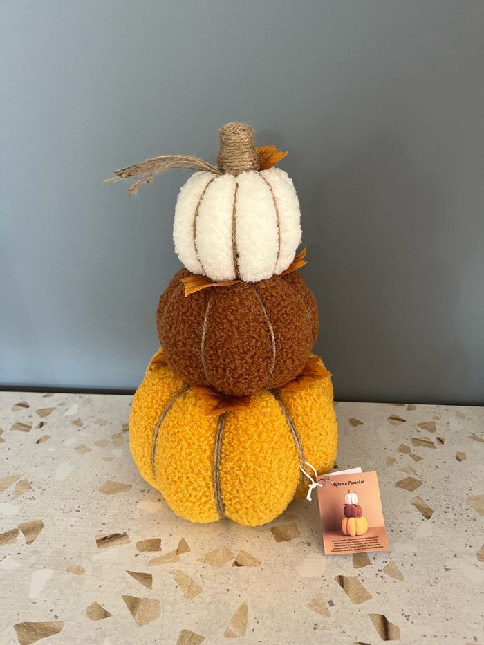 Décoration automne 3 citrouilles empilées