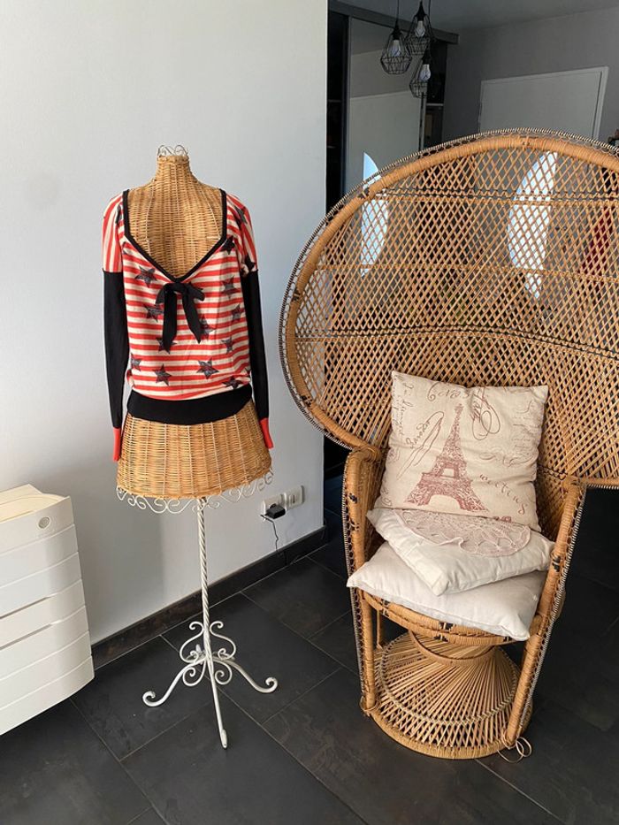 Pull Sonia by Sonia Rykiel taille S noir orange crème avec noeud et étoiles - photo numéro 2
