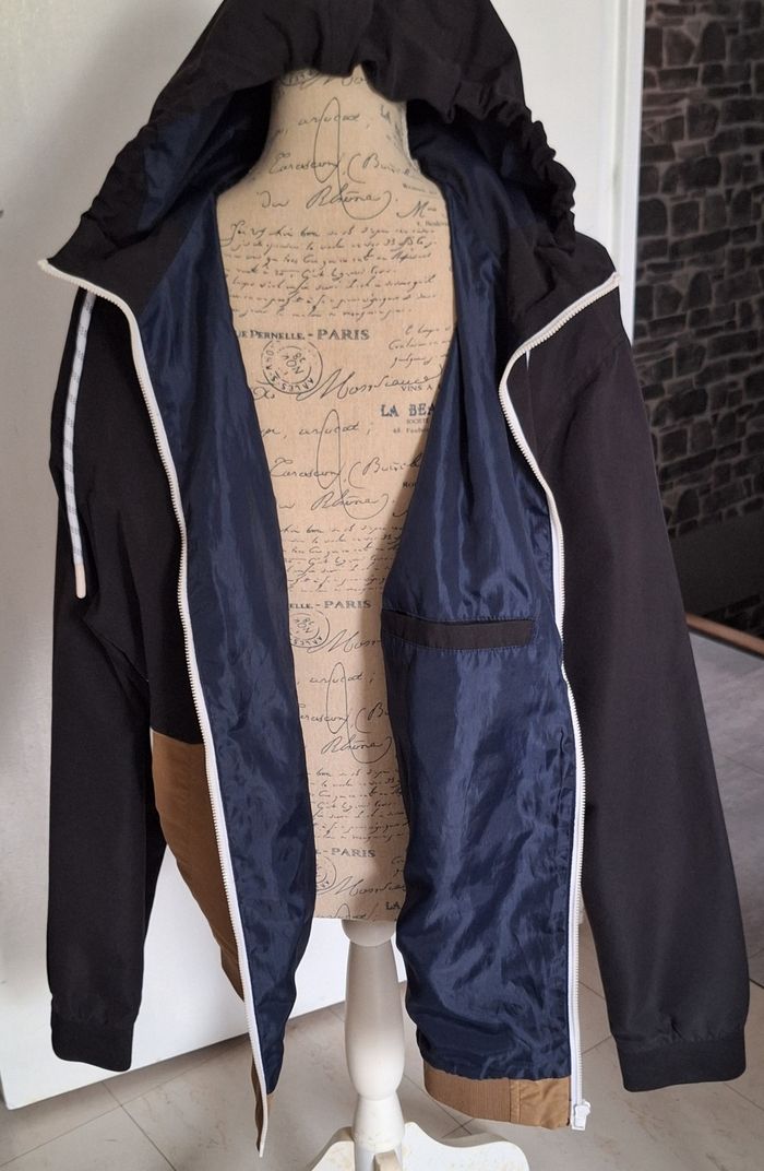 Veste de sport à capuche Jack &Jones beige, bleu marine et blanche - photo numéro 6