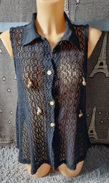 Veste ajouré noir sans manches taille 38-40