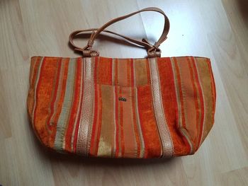 Sac Boo en tissus orange et cuir doré