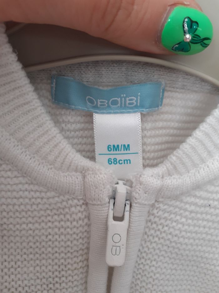 🐇Gilet blanc zippé 6 mois🐇 - photo numéro 2