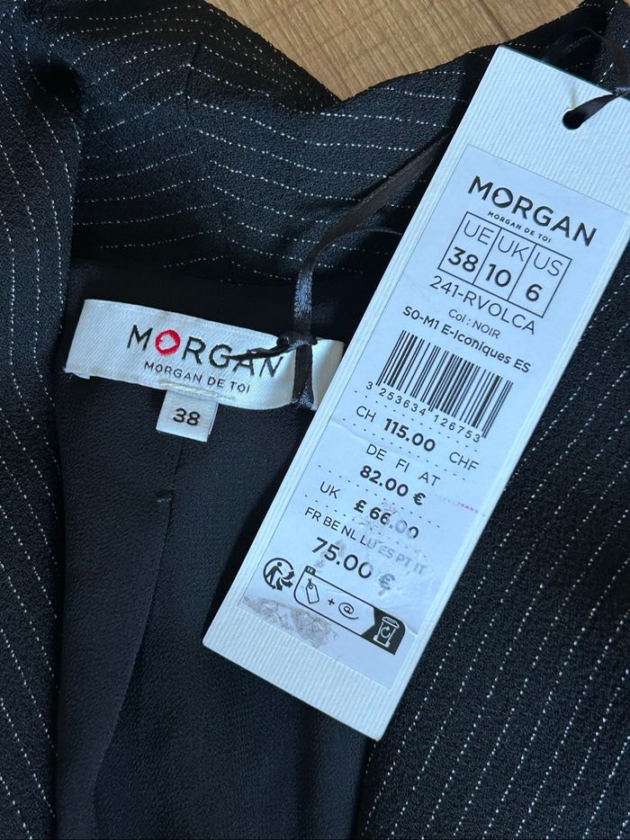Robe portefeuille noire neuve avec rayures Morgan taille 38 (valeur 75€) - photo numéro 9