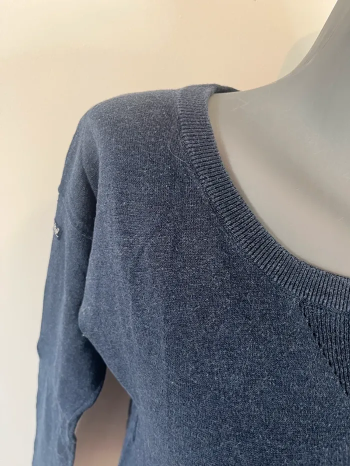 Pull fin bleu foncé Superdry Vintage S – 100 % coton – Détails travaillés col & côtés - photo numéro 2
