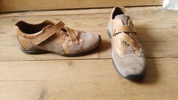 Sneaker/basket cuir beige et marron clair RB