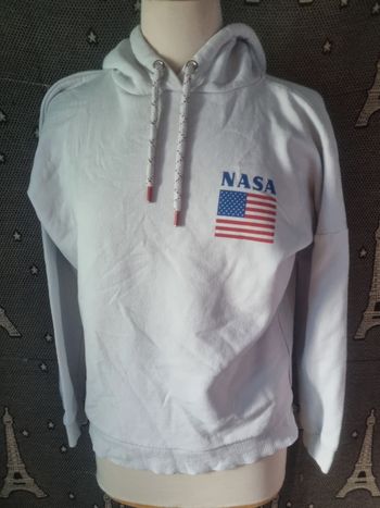 Sweat blanc à capuche Nasa taille S mixte imprimé au dos