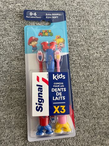 Signal Brosse à Dents Mario Enfants 0-6 Ans Extra-Souple x3
