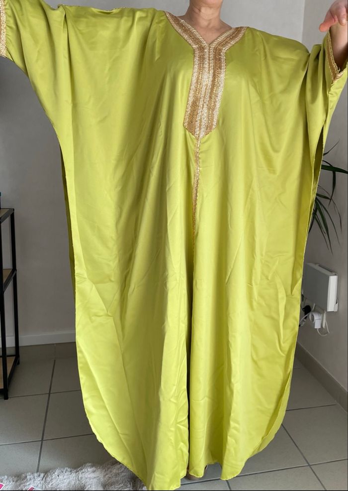 caftan/abaya Ample et Fluide Convient à Toutes Les Morphologies vert anis - photo numéro 8