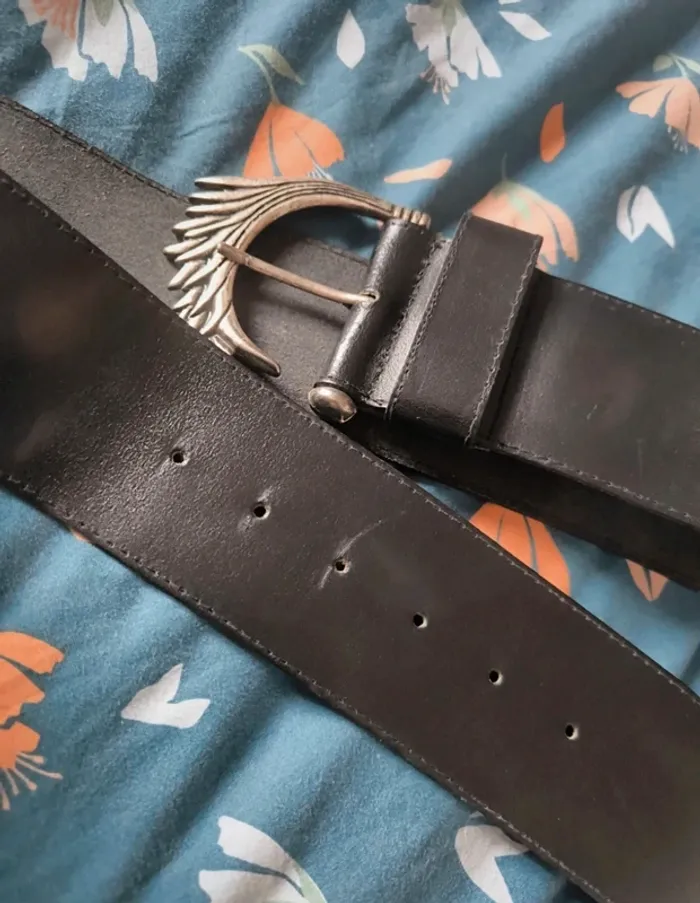 Ceinture vintage cuir véritable taille 80cm
