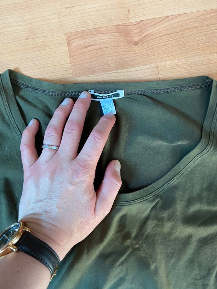 T-shirt vert mango xl manches 3/4 - photo numéro 3
