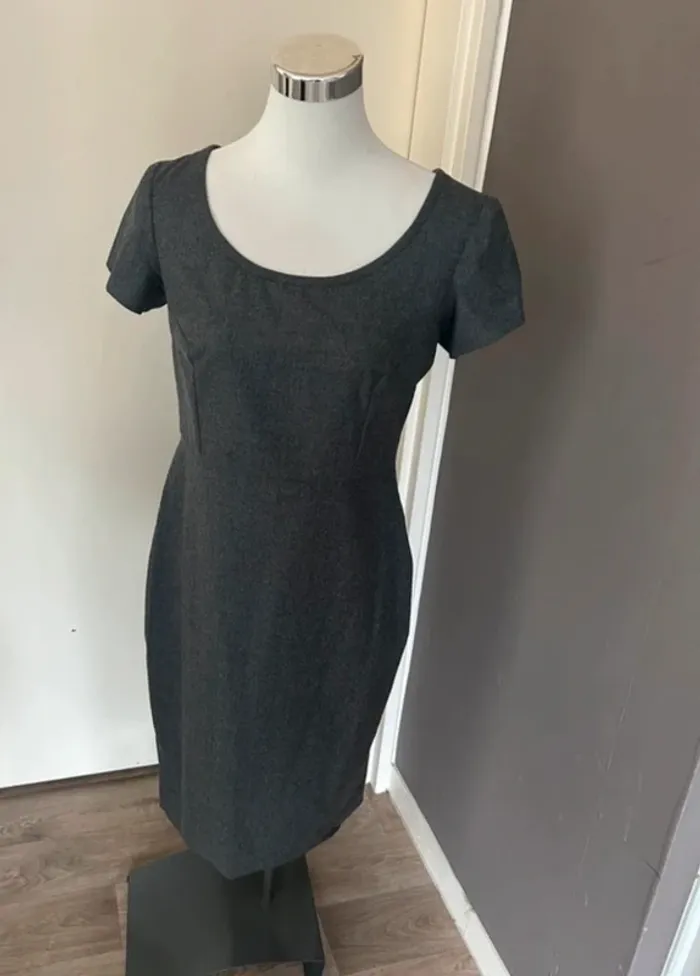 Ensemble tailleur robe+veste gris en laine, femme, taille 36 - photo numéro 5