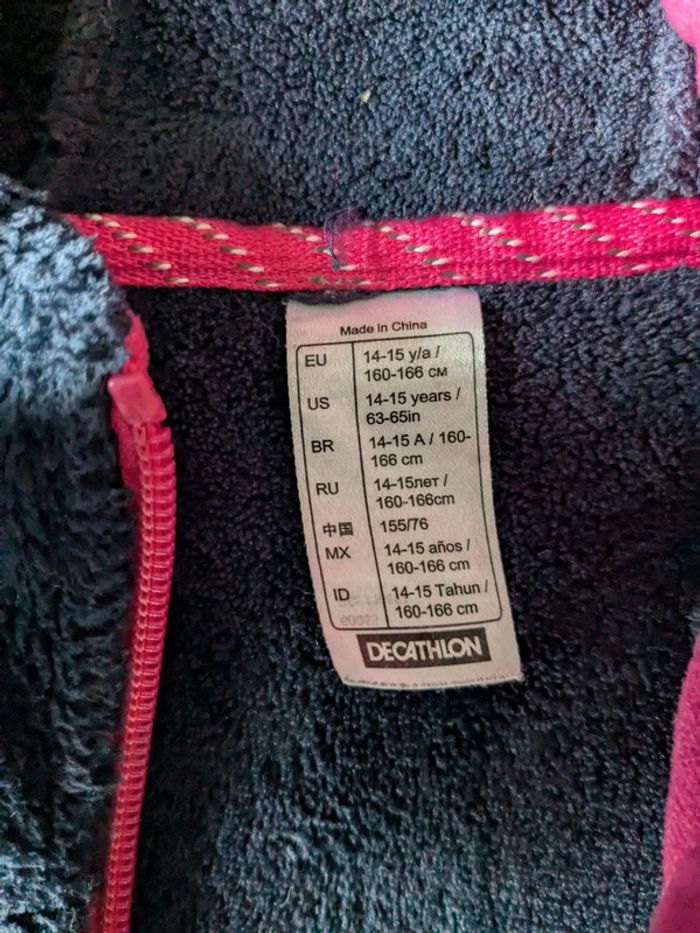 Veste polaire zippée bien chaude et épaisse marine 14 ans - photo numéro 2