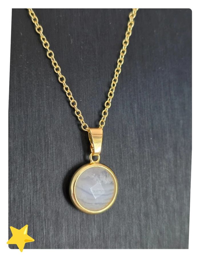 Collier argent plaquage dorée pendentif nacré - photo numéro 4