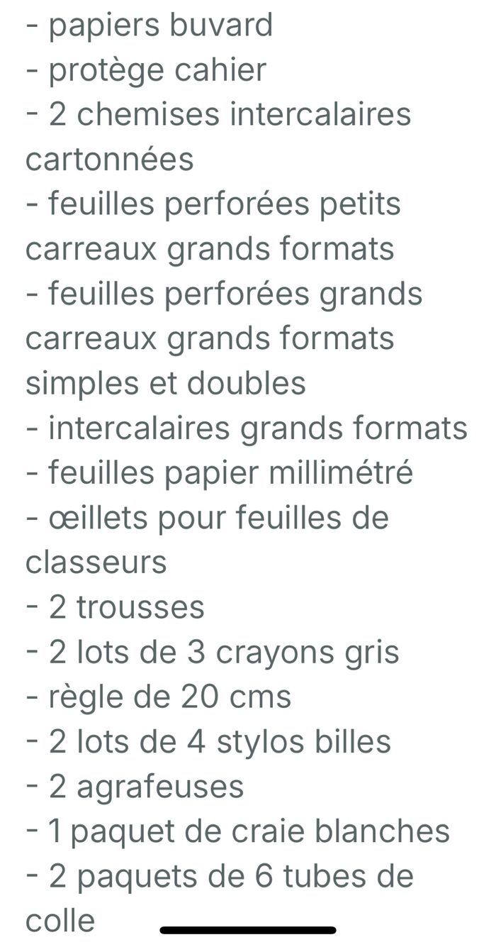 Fournitures scolaires neuves
