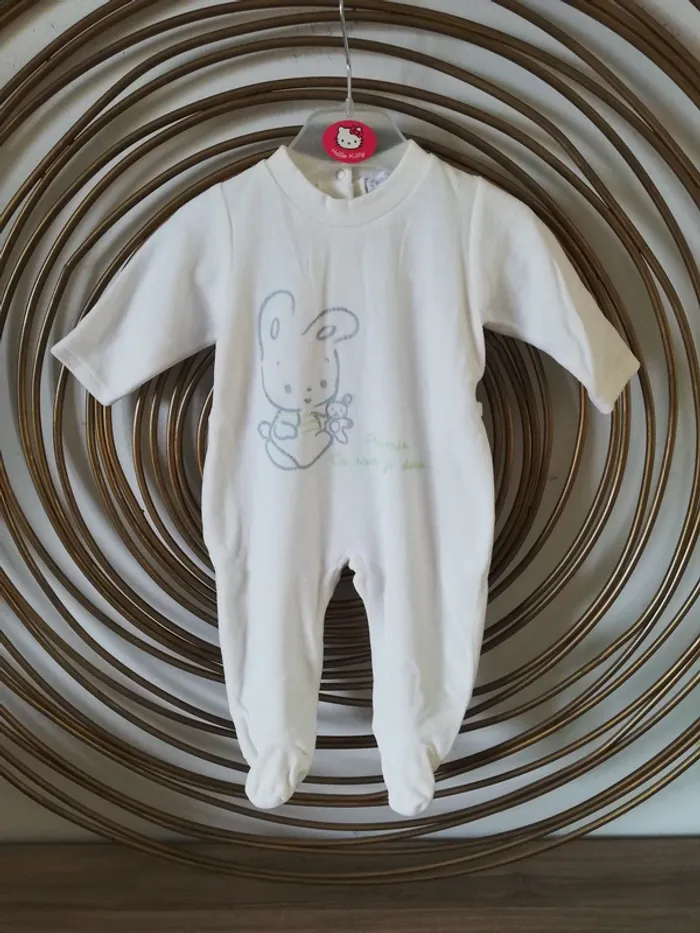 Grenouillère blanche mixte velours 3mois