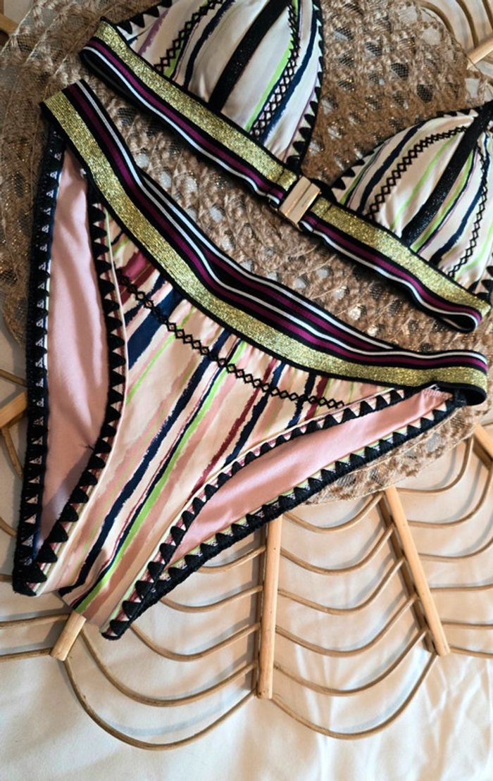 Maillot de bain 2 pièces rayé River Island - photo numéro 3