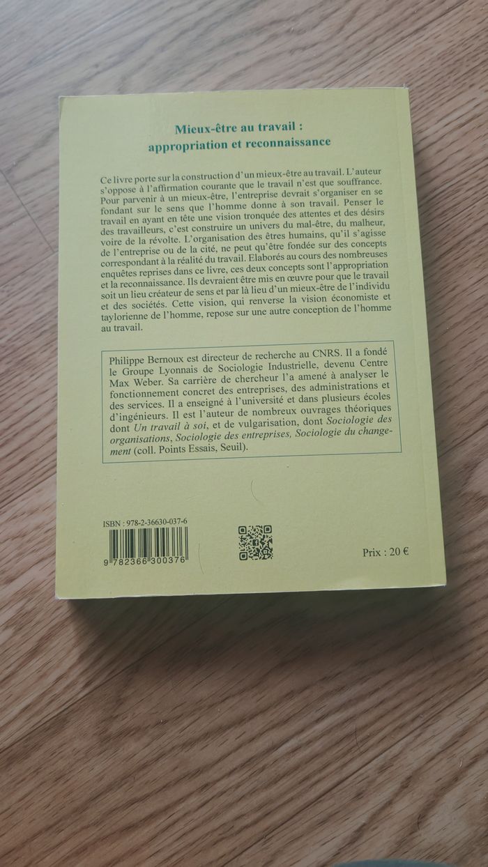 Mieux-être au travail: appropriation et reconnaissance - Philippe Bernoux - photo numéro 2