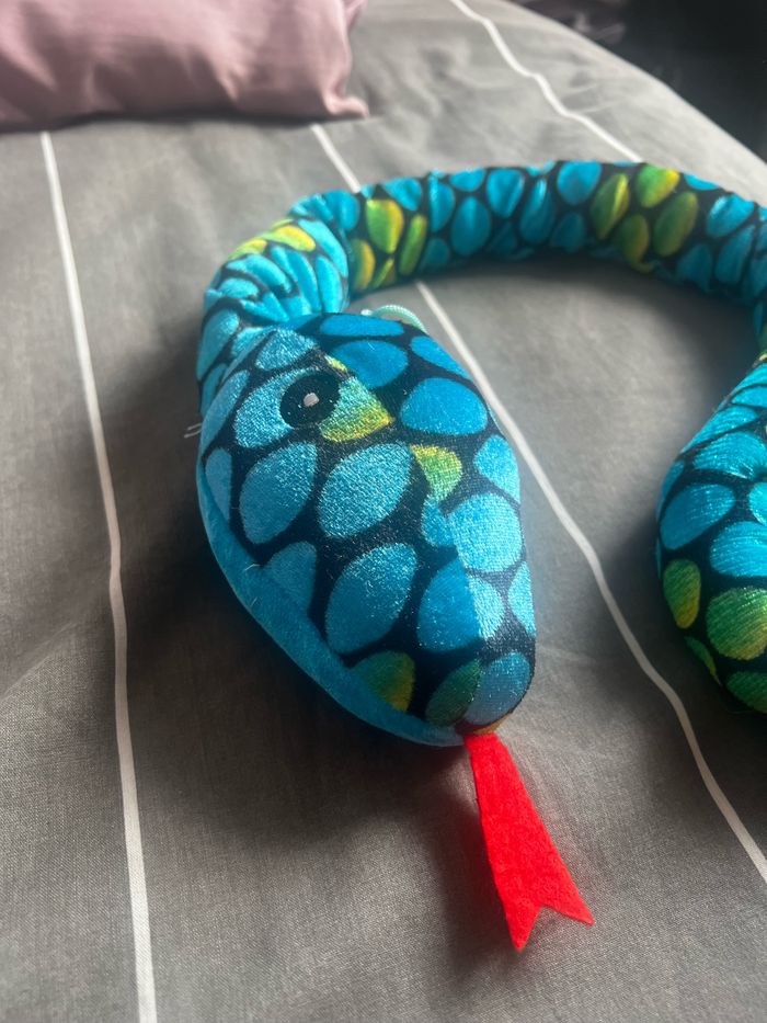 Peluche bleue et verte serpent taille unique - photo numéro 3