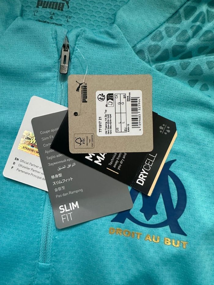 Haut zipp entrainement OM Puma Neuf - photo numéro 2